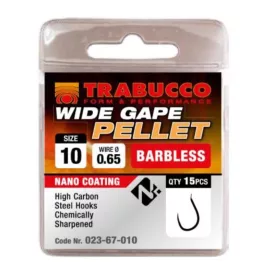   Trabucco Wide Gape Pellet 12 s lopatkou, Háčik bez protihrotu 15ks