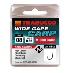   Trabucco Wide Gape Carp 08 Háčik s lopatkou, s protihrotom 15ks