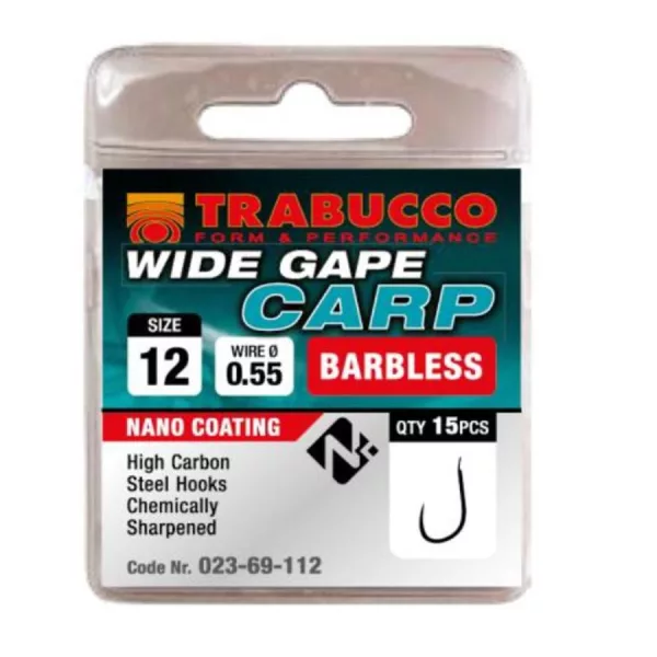 Trabucco Wide Gape Carp 12 háčik s lopatkou bez protihrotu 15ks