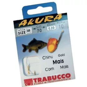   Trabucco Akura Mais 02 Monofilový predviazaný háčik s očkom a protihrotom 10ks