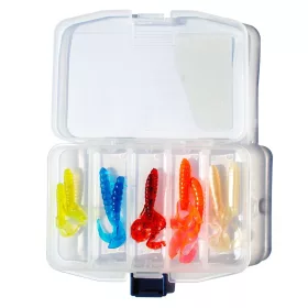   Meiho SFC Lure Case F Műanyag Horgász Doboz 14,6x10,3x2,3cm Twisterekkel