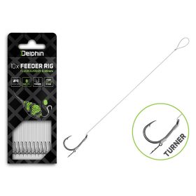  Delphin Fluoro Sting Feeder Rig 8cm Fluorocarbon Predviazaný Nadväzec 4 Turner Háčik 10ks