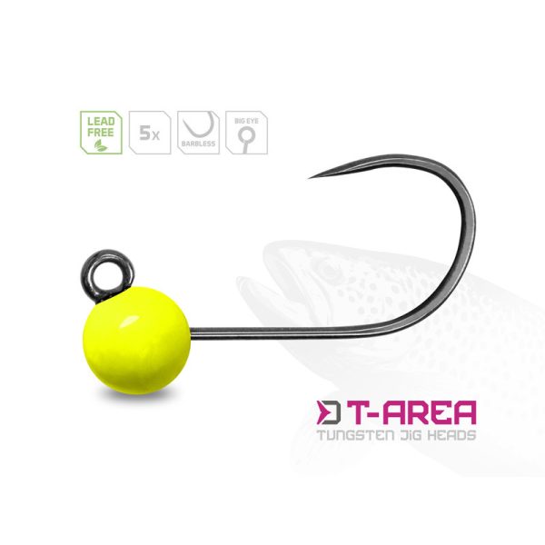 Delphin T-Area BL Tungsten Jig 6,4mm 2,2gr 4 Fluo Žltá Micro Jig Hlava 5ks