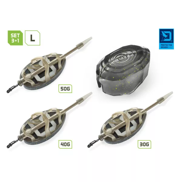 Delphin Method Quix Reaxe Feeder L 3+1 Method Kosár Szett Töltőszerszámmal 30gr, 40gr, 50gr