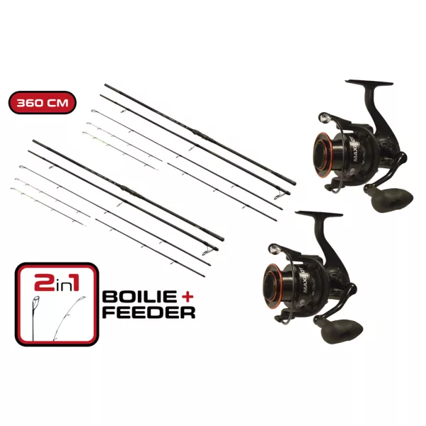 Carp Expert Max2 Double Tip 360cm Rybárska súprava (2ks prút + 2ks navijak 6000)