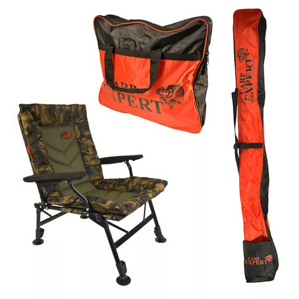 Carp Expert Comfort Camo Rybárska stolička (25x50cm) Súprava s taškou cez rameno