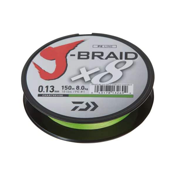 Daiwa J-Braid X8 Chartreuse 0,06mm 3000m Fonott Főzsinór