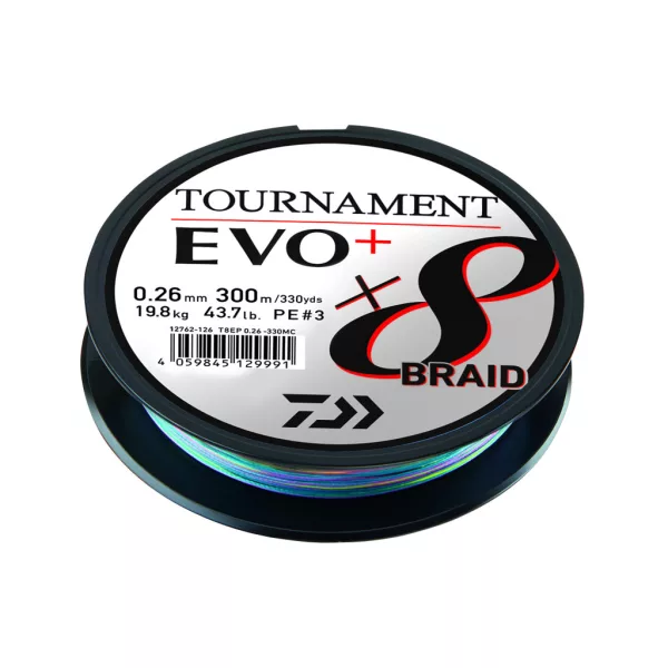 Daiwa Tournament X8 Braid Evo+ Multi-Color 0,16mm 300m Fonott Főzsinór