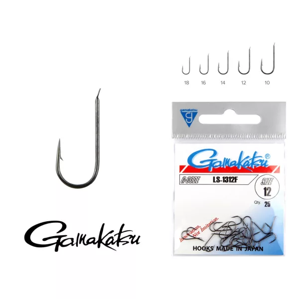 Gamakatsu LS-1312F/010 Čierny 10 25ks/balenie S lopatkou S protihrotom Kaprový háčik