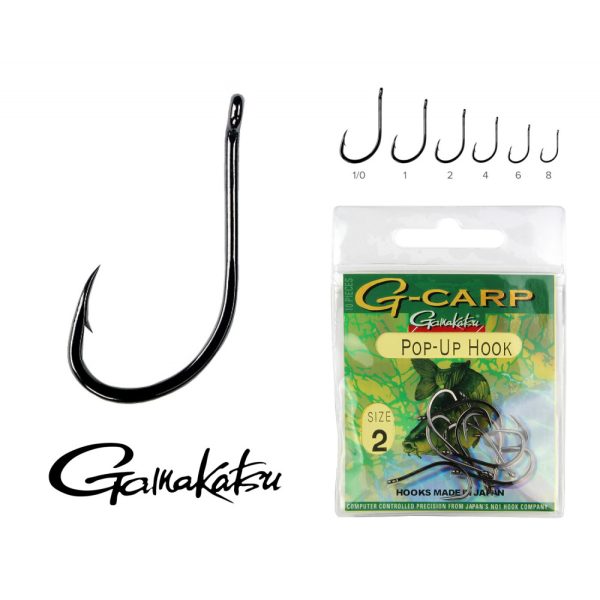 Gamakatsu G-Carp pop-up Čierny 1 10ks/balenie S očkom S protihrotom Háčik na boilies