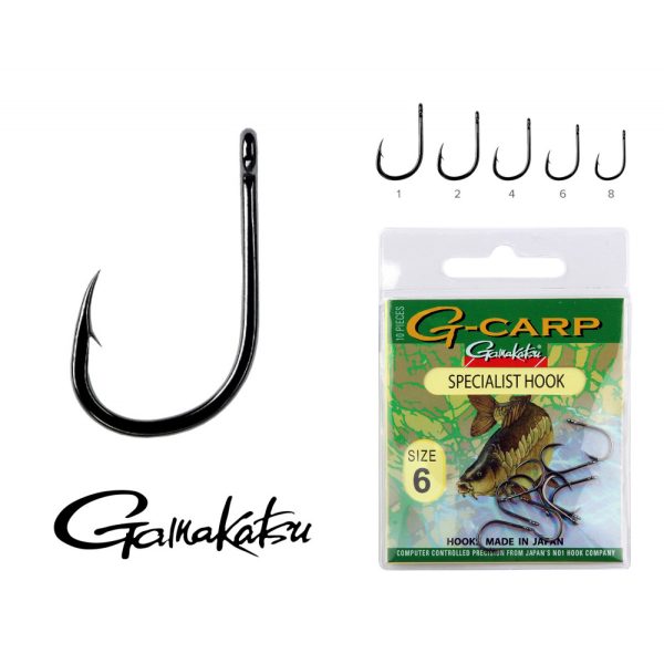 Gamakatsu G-Carp specialist Čierny 1/0 10ks/balenie S očkom S protihrotom Feeder háčik