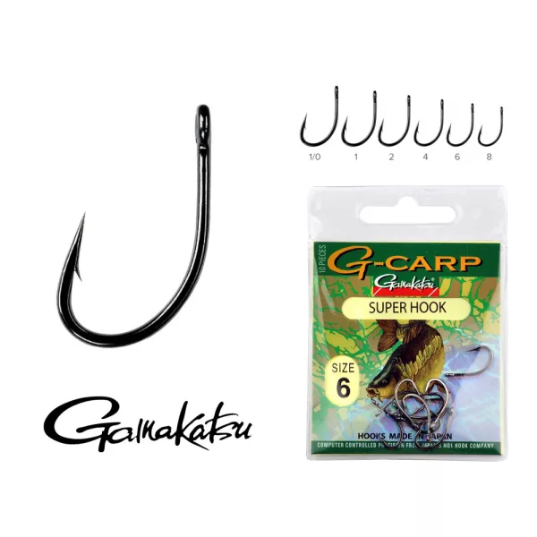 Gamakatsu G-Carp super Čierny 1/0 10ks/balenie Feeder háčik s očkom a protihrotom