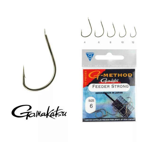 Gamakatsu Feeder Strong B Čierna 4 10ks/balenie Feederový háčik s lopatkou a protihrotom