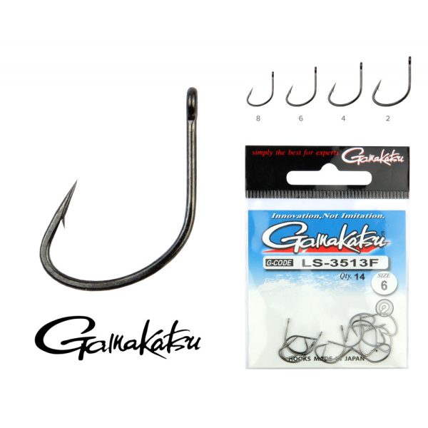Gamakatsu LS-3313F/010 RE N/L Čierny 10 14ks/balenie Feeder háčik s očkom a protihrotom
