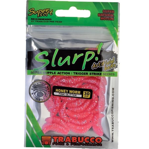 Trabucco Slurp Bait Honey Worm pink Glitter Ružová včelia larva 30ks