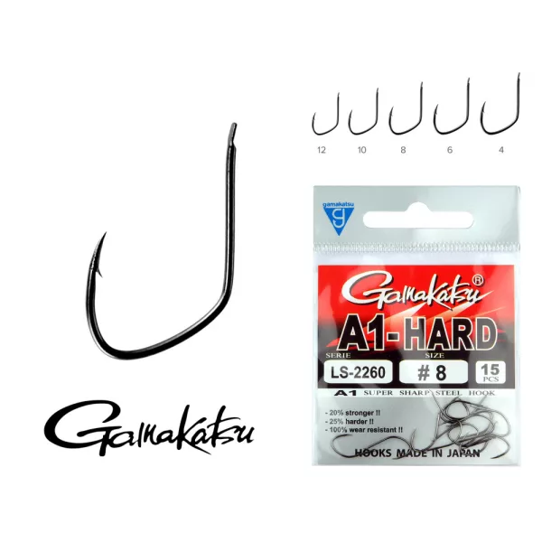 Gamakatsu LS-2260NSB/006 A1 Čierna 6 15ks/balenie Feederový háčik s lopatkou a protihrotom