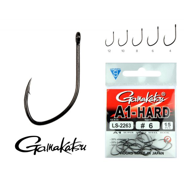 Gamakatsu LS-2263NSB/010 A1 Čierny 10 15ks/balenie Feeder háčik s očkom a protihrotom