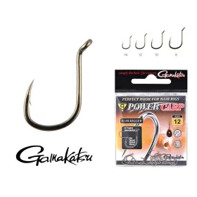   Gamakatsu Power Carp Hair Rigger Čierna 8 10ks/balenie Feeder háčik s očkom a protihrotom