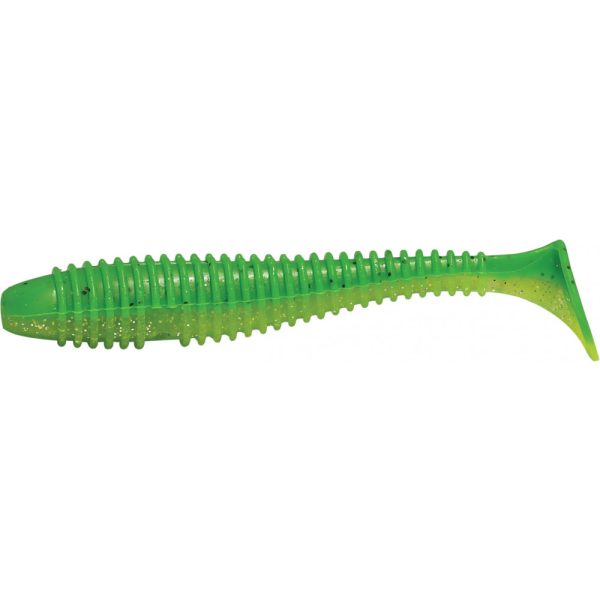 Rapture Ribbed Swing Shad 9,5cm Green Lime Plastová Nástraha 7ks