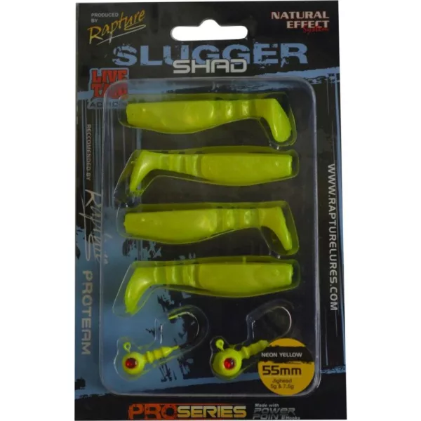 Rapture Slugger Shad Set 5,5cm Neónovo žltá 4+2ks Súprava Umelých Nástrah