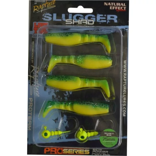 Rapture Slugger Shad Set 7,5cm Žltá / Modrá 4+2ks Súprava Umelých Nástrah