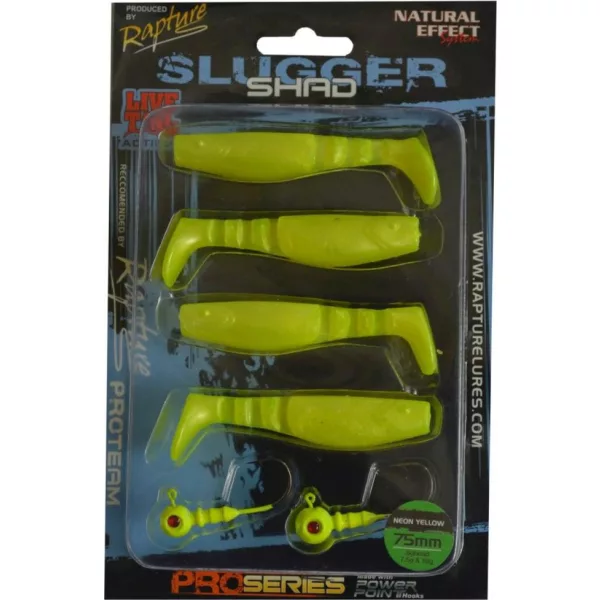 Rapture Slugger Shad Set 7,5cm Neónovo žltá 4+2ks Súprava Umelých Nástrah