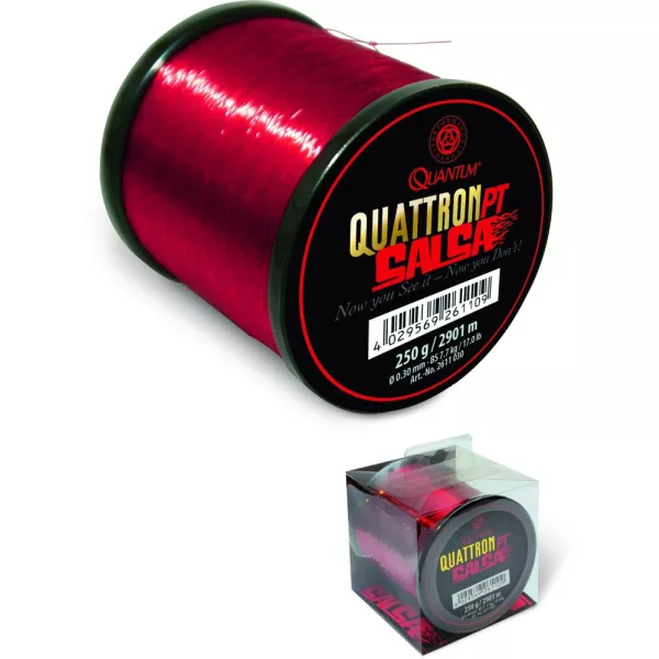 Quantum O 0,45mm Quattron Salsa H: 1289m 16,50kg / 36,40lbs priehľadná červená - Monofilný vlasec