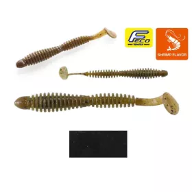   Tiemco Locoism Flexy Shad 8,9cm #000 Solid Black Plasztik Csali 7db