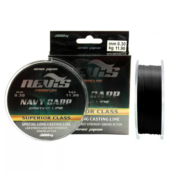 Nevis Navy Carp 150m 0.30mm Monofilný hlavný vlasec-Čierna