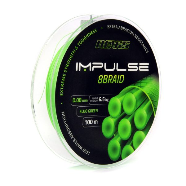 Nevis Impulse 8Braid 100m 0.18mm Pletený hlavný vlasec-Fluo zelená