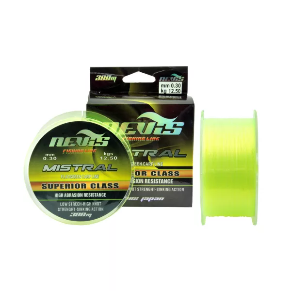 Nevis Mistral Fluo 300m 0.28mm Monofilný hlavný vlasec-Fluo zelená