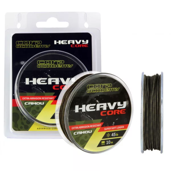 Carp Academy Heavy Core 10m 0.62mm 35lb Camo Pletená nadväzcová šnúra-Bahno