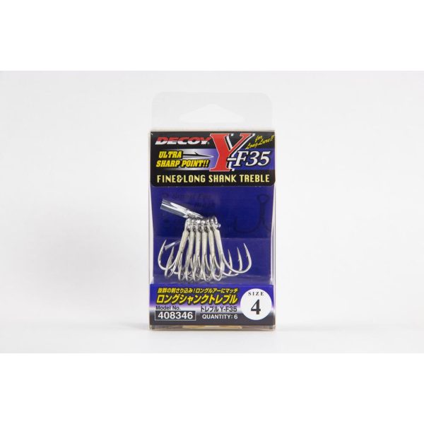 Decoy Y-F35 Long Shank #4 Microbarb Füles Szakállas Háromágú Horog 6db