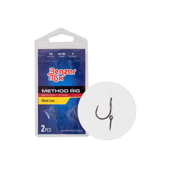 Benzar Method Nadviazaný Háčik č. 8 na Monofilnej Šnúre s 10mm nástrahovým tŕňom