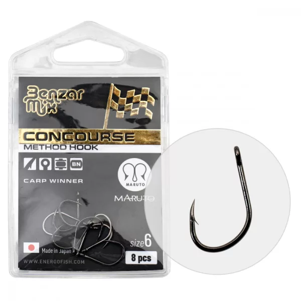 BENZÁR CONCOURSE METHOD CARP WINNER HÁČIK 10 8KS/BAL - Feeder háčik - Háčik s protihrotom, Háčik s očkom