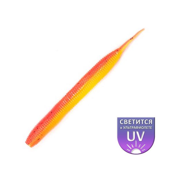 DS Sexy Worm 10,16cm Ohňovo-citrónová 6ks/balenie plastová umelá nástraha