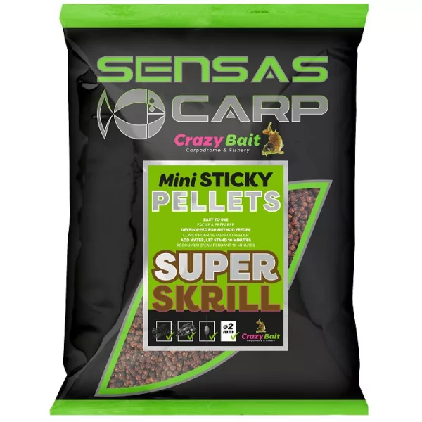 Sensas Pellet Mini Sticky Super Krill Kŕmne pelety 700gr