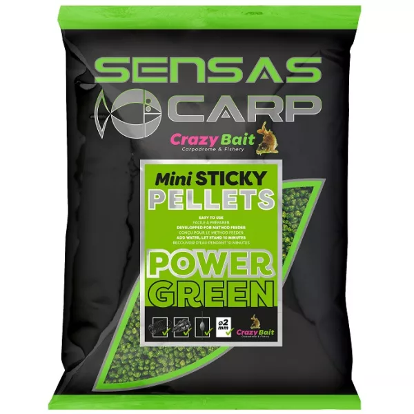 Sensas Pellet Mini Sticky Green Kŕmne pelety 700gr