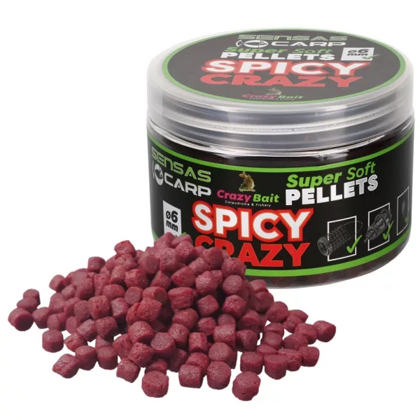 Sensas Super Soft Spicy Crazy 6mm Háčiková peleta 60gr
