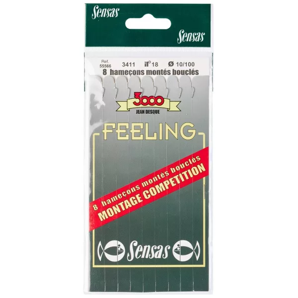 Sensas Feeling 3411 Nikel 18cm 0,08mm 18 Monofilový Navezaný Háčik 8ks