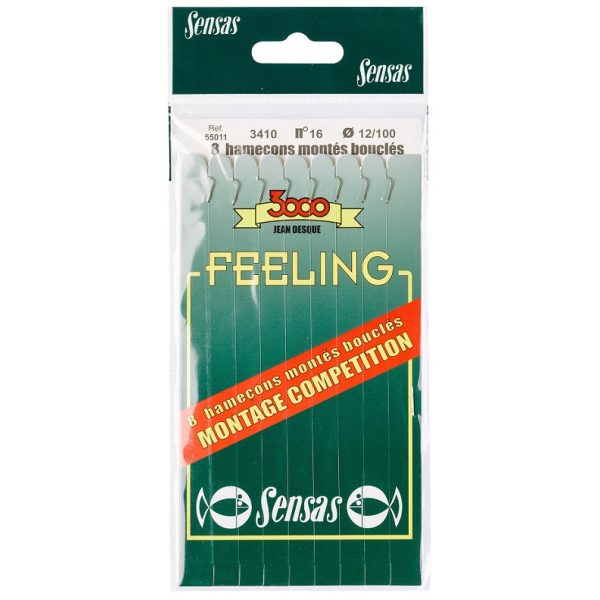 Sensas Feeling 3410 Bronzový 18cm 0,14mm 14 Monofilový Navezaný Háčik 8ks