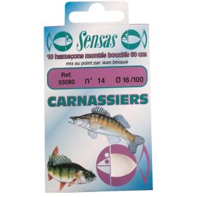   Sensas Predator Strong Bronz 60cm 0,22mm 6 Monofil Predviazaný háčik 10ks