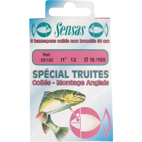 Sensas Sp.Trout Strong Modrý 60cm 0,2mm 4 Monofilný predviazaný háčik 6ks