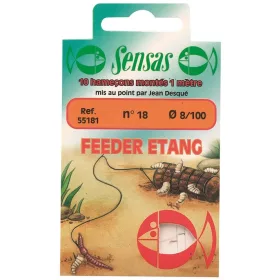   Sensas Feeder Etang 100cm 0,12mm 16 Monofil Háčik s nadväzcom 10ks