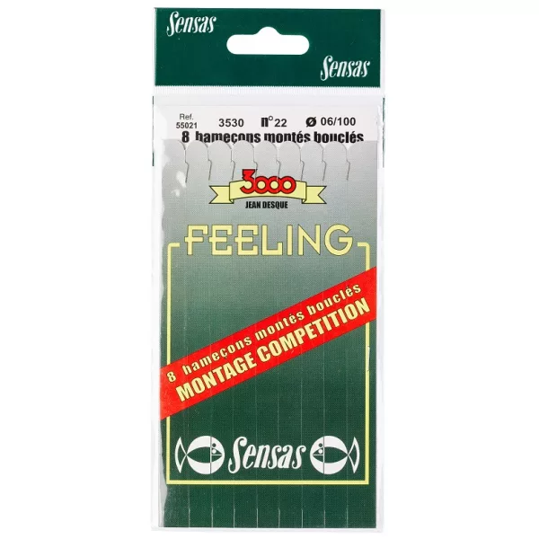 Sensas Feeling 3530 Bronzový 18cm 0,08mm 18 Monofilový Navezaný Háčik 8ks