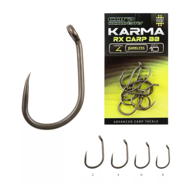 Carp Academy Karma RX Carp 2 Füles, Szakáll Nélküli Bojlis Horog 10db