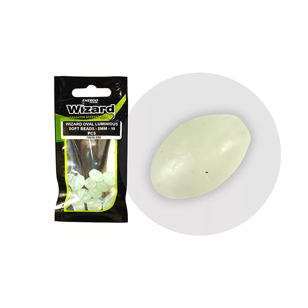Wizard Sumčiarske oválne fosforeskujúce gumové guľôčky 6mm 10ks