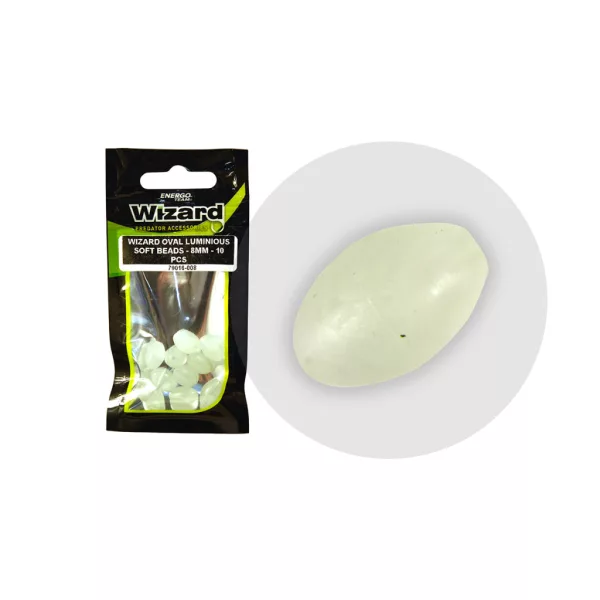Wizard Sumcové Oválne Fosforeskujúce 8mm Gumené guľôčky 10ks