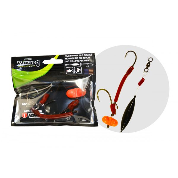 Wizard Monster River Upose Pro Double Monobraid Rig 6/0+8/0 10gr Specimen Nadväzec na sumce