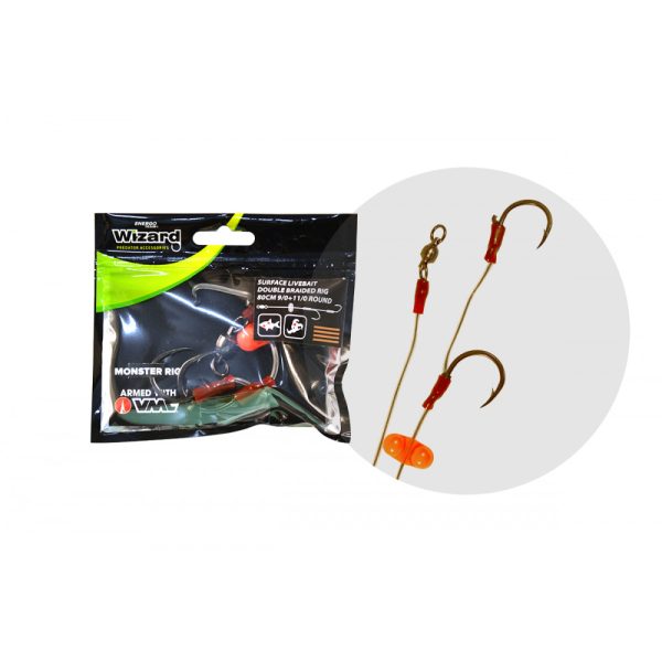Wizard Monster Surface Livebait Double Braided Rig 9/0+11/0 Round Sumcová Náväzcová Súprava